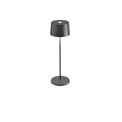 Afbeelding van Zafferano, Olivia Pro lamp, draagbare en oplaadbare tafellamp met aanraakbediening, geschikt voor woonkamer buiten, dimmer 2700 3000 K, hoogte 35 cm, kleur donkergrijs