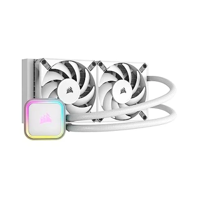 Image de CORSAIR iCUE H100i RGB ELITE Système de refroidissement liquide processeur Taille radiateur : 240 mm (pour LGA1156, LGA1366, LGA1155, LGA2011, LGA1150, LGA1151, AM4, LGA2066, sTR4, sTRX4, LGA1200, LGA1700, AM5) cuivre 120 blanc