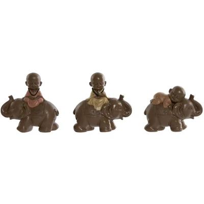 Afbeelding van Decoratieve figuren Home ESPRIT Bruin Oranje Koraal Limoen Hars Monnik Orientaals 13 x 6 12,5 c...