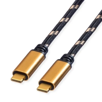 Afbeelding van ROLINE GOLD USB4 Gen3x2 Kabel, C C, M/M, 40Gbit/s, 100W, zwart / goud, 1 m