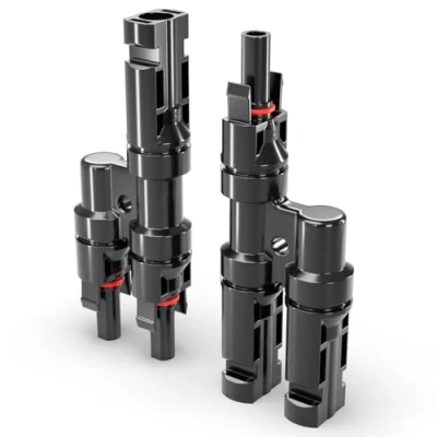 Afbeelding van deleyCON PV4 2 stuks zonne stekker Y 1500 V mannelijk/vrouwelijk type T waterdicht IP67 (fotovoltaïsche op energie), verdeler, PV koppeling, stekker, zonnepaneel