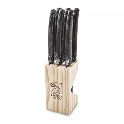 Afbeelding van Laguiole Style de Vie Steakmessen Premium Line Black Stonewash 6 Stuks
