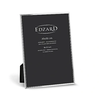 Afbeelding van EDZARD Genua fotolijst 20 x 30 cm (ca. DIN A4), zilver, aanslagbestendig, met fluwelen achterkant, 2 ophanghaken, om neer te zetten en op hangen