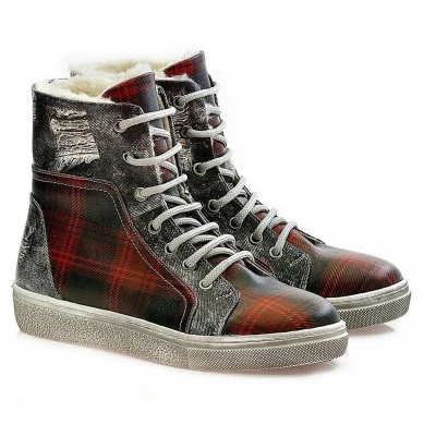 Afbeelding van GOBY Tartan Grunge Laarzen Handmade Vegan Leer Dames Maat 40
