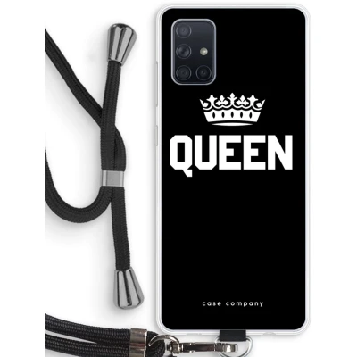 Afbeelding van Case Company® hoesje met Koord geschikt voor Samsung Galaxy A71 Queen Zwart Telefoonhoesje Bescherming aan alle Kanten en Over de Schermrand