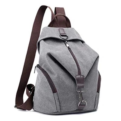 Afbeelding van EVEOUT Uniseks Schouderrugzak Canvas College Zakelijke Rugzak voor Mannen Werk School Reizen Wandelen Camping Daypacks, A Grijs, Praktisch, professioneel