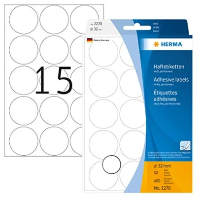 Afbeelding van Etiket HERMA 2270 rond 32mm wit 480stuks