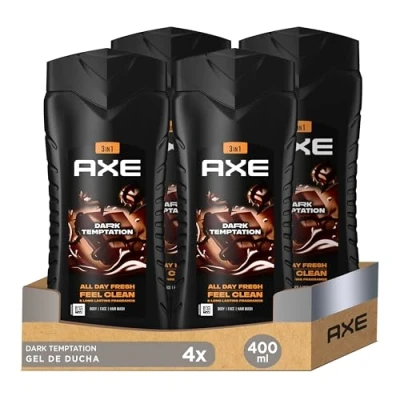 Afbeelding van Axe 3 in 1 douchegel en shampoo Dark Temptation XL voor langdurige frisheid geur, dermatologisch getest, 400 ml, 4 stuks