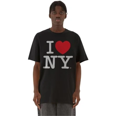 Afbeelding van MERCHCODE Mc933 i Love Ny Oversize Tee T shirt voor heren (1 stuk), zwart.