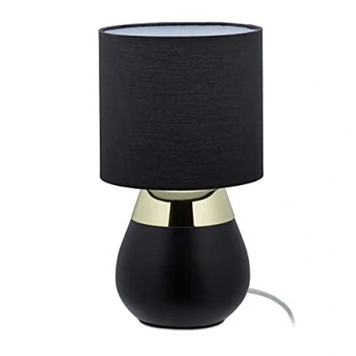 Afbeelding van Relaxdays Nachtlamp touch tafellamp zwart schemerlamp vensterbank touchlamp E14