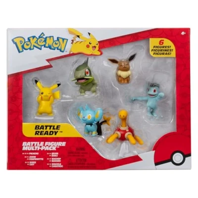 Afbeelding van Pokémon PKW3614 vechtfiguren Pikachu, Pottrott, Milza, Sheinux, Eevee en Machollo, 6 stuks