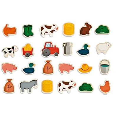 Image de Janod 24 Magnets Ferme Animaux de la Jouet en Bois Jeu Éducatif Magnétique, pour Manipuler, Expérimenter et s’Amuser Dès 2 Ans, J08157