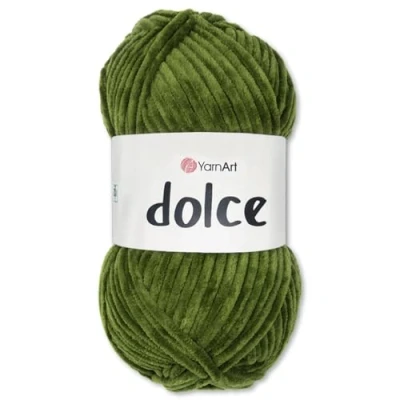 Afbeelding van Frida&#039;s Wollhaus YarnArt Dolce Bolletje Chenille breiwol, haak en amigurumi garen, 100 g, 64 kleuren, 772 mosgroen