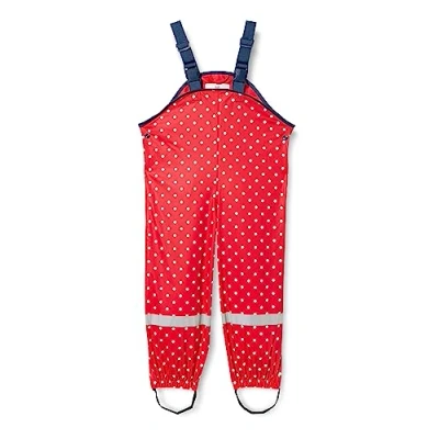 Image de Playshoes Pantalon Boue, Salopette de Pluie, sans Doublure Mixte Enfant, Points Rouges, 104