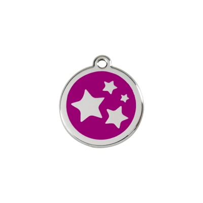 Afbeelding van Star Purple roestvrijstalen hondenpenning small/klein dia. 2 cm RedDingo