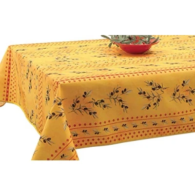 Afbeelding van Le linge de Jules Vlekbestendig Tafelkleed Olivette Geel Afmetingen: Rechthoek 150 x 240 cm