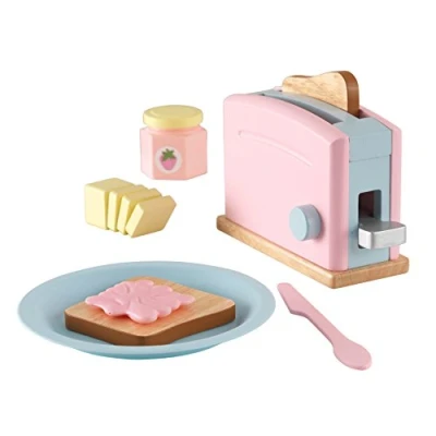 Afbeelding van KidKraft Broodroosterset van hout, accessoires voor kinderen, keukengerei, huishoudelijke dinette, speelgoed kinderen vanaf 3 jaar, 63374