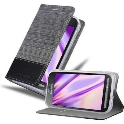 Afbeelding van Cadorabo Hoesje geschikt voor Samsung Galaxy XCover 3 in GRIJS ZWART Beschermhoes met magnetische sluiting, standfunctie en kaartvakje Book Case Cover Etui