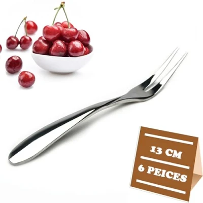 Afbeelding van UBRAVE Dessertvorken, set van 6 taartvorken, 13 cm, glanzend gepolijst roestvrij staal, bento, fruitvorken, vaatwasmachinebestendig, perfect voor thuis, feestjes en restaurants