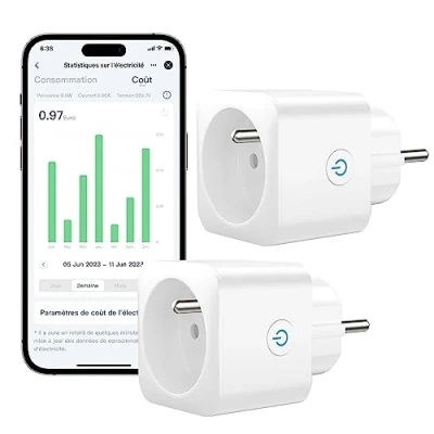 Afbeelding van EIGHTREE WLAN stopcontact, 16 A, 3680 W, intelligent compatibel met Alexa, Google Home, SmartThings, energieverbruiksbewaking