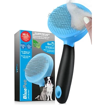 Afbeelding van BluePet ZupfZeug Verzorgingsborstel voor katten en honden, kattenborstel, lange zelfreinigende borstelharen, verzorgingsborstel, Britse korte haren, hondenborstel