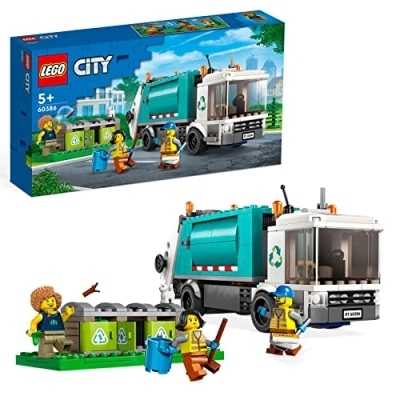 Afbeelding van LEGO 60386 City De recyclingwagen, speelgoed voor een duurzame levensstijl, vuilniswagen met 3 sorteerbakken, educatief spel, cadeau idee kinderen van 5 jaar