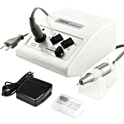 Afbeelding van JSDA® Professionele elektrische nagelvijl voor gelnagels, Shellac 30.000 omw/min incl. 4 bits &amp; voetpedaal manicure pedicure voetverzorging acryl nagels wit