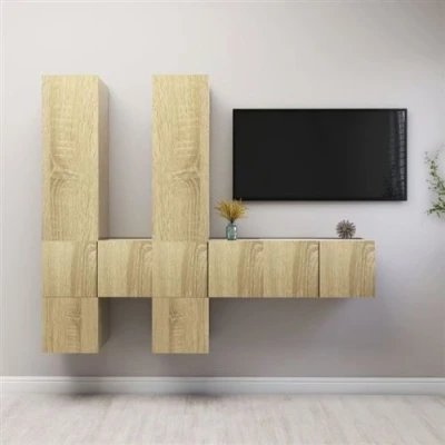 Afbeelding van vidaXL 7 delige Tv meubelset bewerkt hout sonoma eikenkleurig