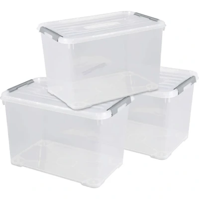 Afbeelding van Curver 240682 Kunststofbox HANDY Gesloten, Stapelbaar (b x h d) 400 390 600 mm Transparant 3 stuk(s)