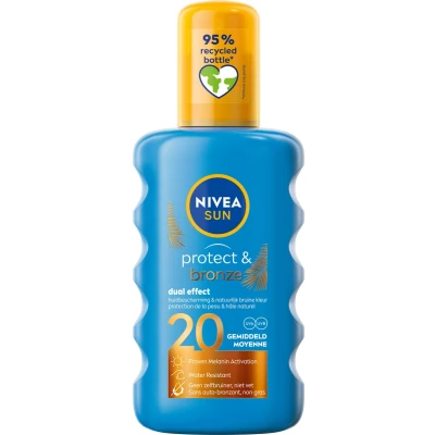 Afbeelding van 6x Nivea Sun Protect &amp; Bronze Zonnespray SPF 20 200 ml