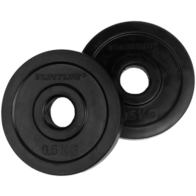 Afbeelding van Tunturi Halterschijven Halter gewichten 2x0,5kg 30mm Rubber Incl. gratis fitness app