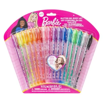 Afbeelding van Barbie Set van 16 glitterstiften voor het lichaam, heldere en glinsterende kleuren, vanaf 3 jaar, Townley Girl