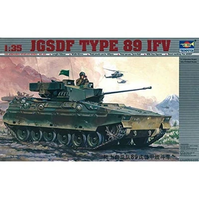 Afbeelding van the 1:35 Model kit of a JGSDF Type 89 IFV. Plastic Glue not included manufacturer is Trumpeter.This only online available.