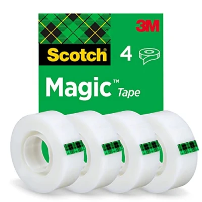 Afbeelding van Scotch Magische onzichtbare tape 4 rollen 19 mm x 33 m Plakband voor het repareren van documenten, etikettering en afdichting