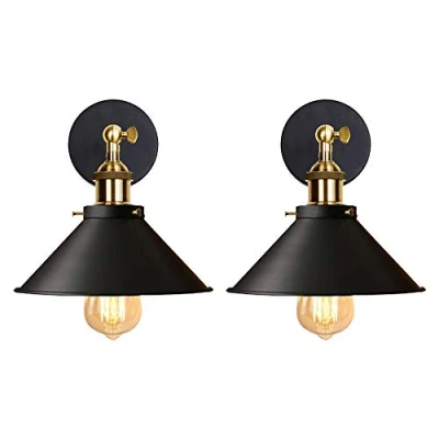Afbeelding van iDEGU Wandlamp, industrieel, plafondlamp, Edison stijl, metaal, retro, 180 graden draaibaar, 220 mm, zwart (zonder lamp)