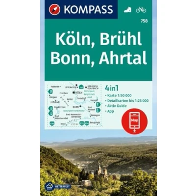 Afbeelding van KOMPASS Wanderkarte 758 Köln, Brühl, Bonn, Ahrtal 1:50.000