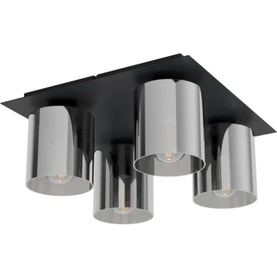 Afbeelding van EGLO Gorosiba plafondlamp E27(excl.) 38cm rookglas Metaal Zwart