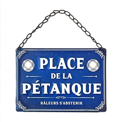 Afbeelding van Decoratief accessoire/metalen bord &quot;Petanque plein&quot;/ afmetingen: 20 x 14 0,5 cm