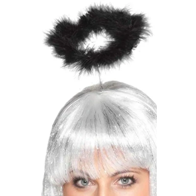 Afbeelding van FIESTAS GUIRCA, S.L. Zwarte engel haarband met halo voor volwassenen Accessoires &gt; Haar &amp; hoofdbanden