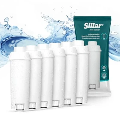Afbeelding van Sillar 6 x waterfilters voor koffiemachines Delonghi DLSC002, SER3017 &amp; 5513292811 compatibel met ECAM, ESAM, ETAM waterfilter actieve koolpatroon