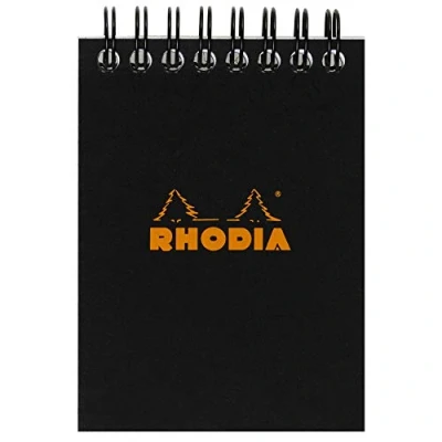 Afbeelding van Rhodia 115009C Notitieblok A7, dubbele spiraal, geruit, 80 vellen, zwart