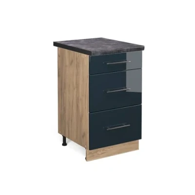 Afbeelding van Vicco Keukenonderkast Fame Line, Donkerblauw hoogglans/Antraciet, 50 cm , WB Antraciet