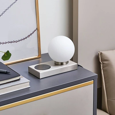 Afbeelding van Lindby Tafellamp 1licht Metaal, glas H: 15 cm E14 zwart, opaal