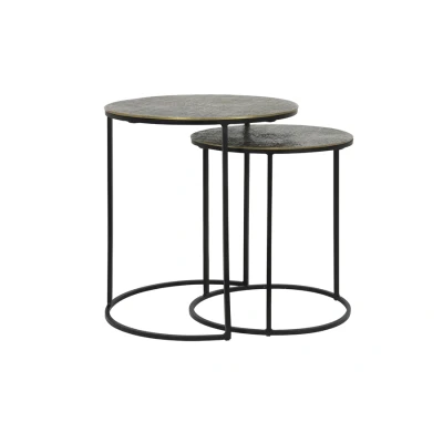 Afbeelding van Light &amp; Living Bijzettafel RENGO Ø49x52cm Brons Set van 2