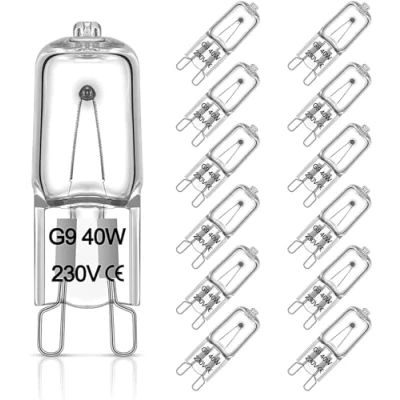 Afbeelding van Halogeenlamp G9 40 W, 230 V, dimbaar, halogeenlamp, AC DC 2800 K, voor afzuigkap, kroonluchter, 12 stuks