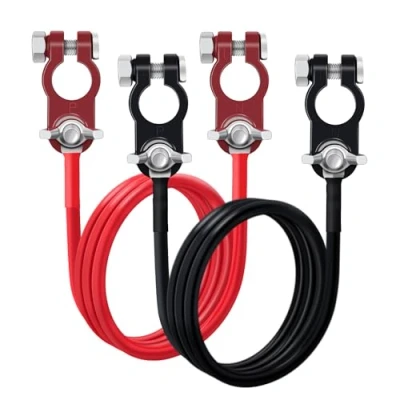 Afbeelding van HuaLiSiJi Batterijkabel met kabelschoen, omvormer, accu, 12 V, 24 omvormerkabel 16 mm², 5 AWG SC25 8, voor auto, vrachtwagen, zonne energie, boot, motorfiets, 50 cm (10 1 m)