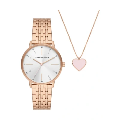 Afbeelding van Armani Exchange dames Horloge en ketting giftset AX7145SET in de kleur Roségoud