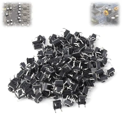 Afbeelding van 100 stuks Touch drukknopschakelaars, Momentary Push Button Switch 6 x 4,3 mm, Micro Tact Accessoire, Assortiment Kit voor printplaat