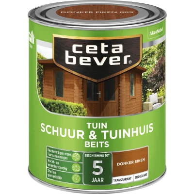 Afbeelding van Ceta Bever Tuinbeits Schuur &amp; Tuinhuis Transparant 009 Donker Eiken 0,75 liter Blanke lak Beits