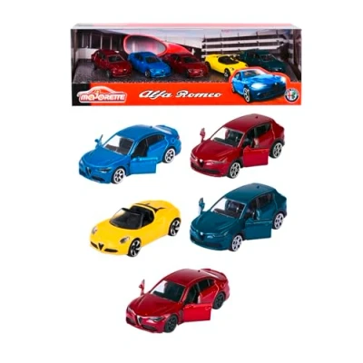 Afbeelding van Majorette Dream Cars 5 Alfa Romeo auto&#039;s in geschenkdoos, miniatuurauto&#039;s voor verzamelaars of kinderen vanaf 3 jaar,